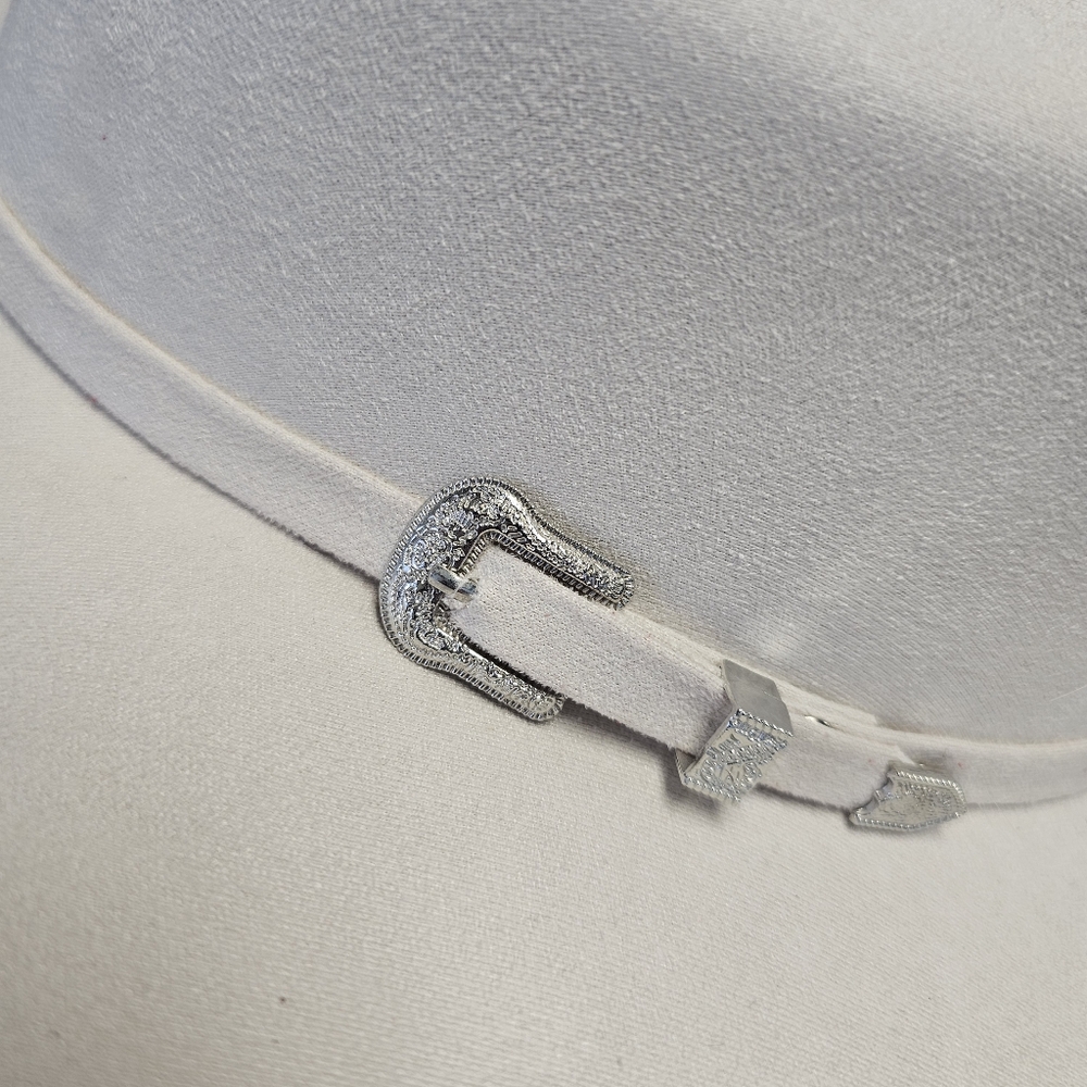 Beige Cowboy Hat Sueded Fedora Silver Belt Band NWT - Picture 8 of 8